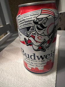 Cincinnati Reds Budweiser Beer Collectors Can empty can Base Ball Can Rare 12oz