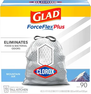 Tall Kitchen Trash Bags Forceflexplus with Clorox, 13 Gallon, Mountain Air 90 Co - Picture 1 of 12