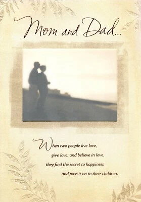 Tarjeta de felicitación feliz aniversario mamá papá padres playa costa sello Foto 1 de 4