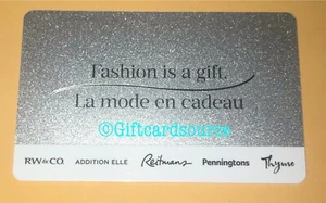 FASHION IS A GIFT REITMANS RW&CO CANADA SILVER GLITTER GIFT CARD NO VALUE NEW - Picture 1 of 1