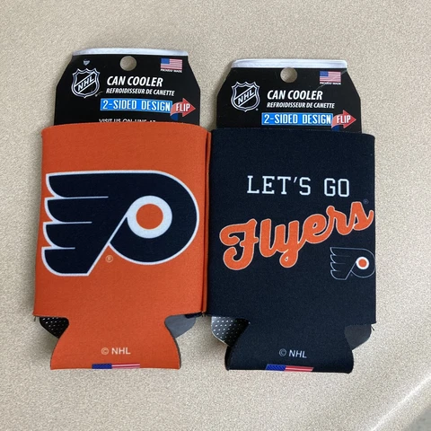 Philadelphia Flyers 12oz Two Sided Can Cooler NEW NHL Coozie Koozie 2pack AR376 Cover