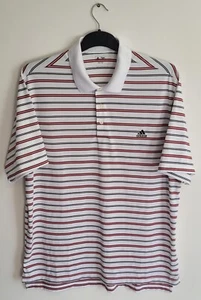 Mens Adidas Golf Climacool Polo Shirt Size 2XL White Red Black Bold Striped SS - Picture 1 of 12