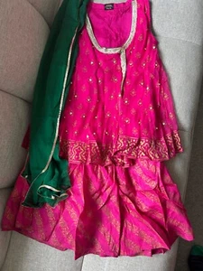 Girls Eid Wear Party wear Pink Gold Indian Pakistani dress Minnie Minors age 6-8 - Picture 1 of 7