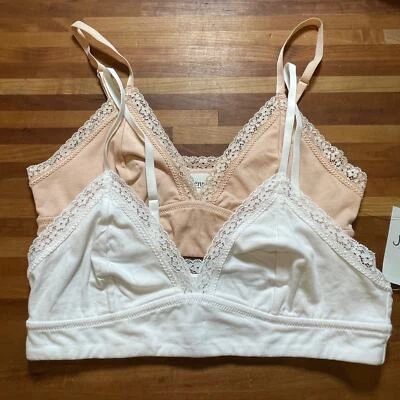Jenni on Repeat Wide Lace Bralette, set of 2  tan/white medium  - Image 1 of 4