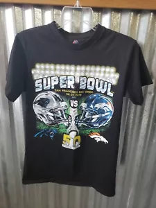 T-shirt Super Bowl 50 Panthers vs Broncos 2016 Majestic nuova senza etichetta taglia small - Foto 1 di 3
