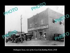 OLD 8x6 HISTORIC PHOTO OF WELLINGTON TEXAS THE COCA COLA BOTTLING WORKS c1930