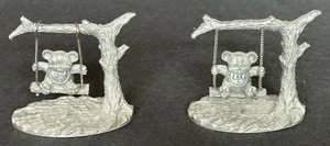 LOT of 3 Spoontiques Pewter Figurines: (2) Teddy Bear on Swing & (1) Koala - Imagen 1 de 10
