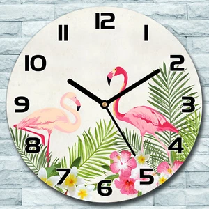 Glass Wall Clock Vintage Field Flowers Floral Watercolour Round Silent fi 30 - Picture 1 of 7