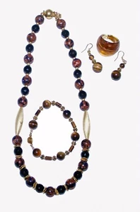 Edelsteinkette SET Elisabeth Naeem Tigerauge Kette Magnetverschluss     - Bild 1 von 2