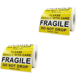 2 Rolls Zerbrechliche Warnaufkleber Zerbrechlicher Versandwarnlabels - Bild 1 von 12