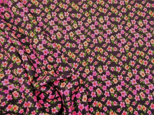 Bullet Printed Liverpool Textured Fabric Stretch Black Pink Red Green Floral V41 - Picture 1 of 1