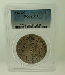 1892-CC Morgan Silver Dollar Carson City Coin PCGS F12 - Picture 1 of 4