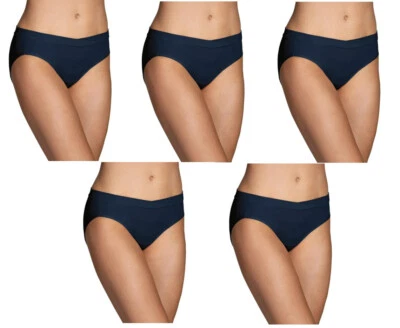 5 Prs Vanity Fair Beyond Comfort Silky Stretch Bikini 18291 Ghost Navy 5-6-7-8 - Image 1 of 4
