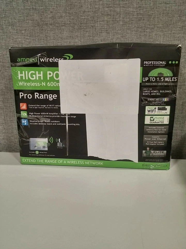 Amped Wireless Pro Range Extender - Up to 1.5 Miles - Wireless-N 600mW - Image 1 of 4
