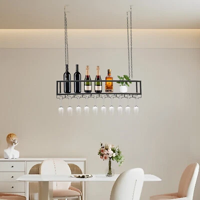 Hanging Shelf 100 cm Ceiling Shelf Wine Glass Shelf Wine Rack Bottle Shelf Hanging DHL - Image 1 of 4