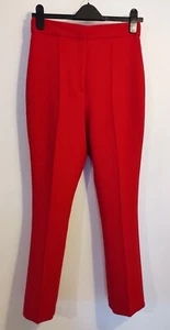 Zara Red Mini Flare Trousers Size S High Waist Flared Hem Ankle Length - Picture 1 of 8