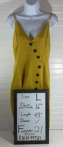 Forever 21 Mustard Dress Large RN#94981 Button Up Adjustable Spaghetti Strap - Picture 1 of 12