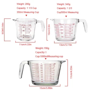 3pc Shatterproof Measuring Cups 1/2/4Cup w/Metric Line,Microwave Dishwasher Safe - Picture 1 of 16