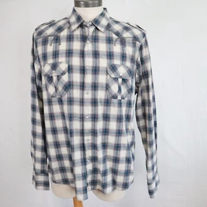 Guess Shirt Mens XL Western Cowboy Rodeo Pearl Snap Plaid Long Sleeve - Picture 1 of 11