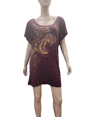 Christian Audigier Womens Mini Dress Plum  Large - Image 1 of 4