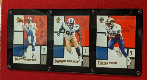 ST LOUIS RAMS 3 CARD PLAQUE KURT WARNER ISSAC BRUCE TORRY HOLT FASTEST SHOW TURF Cover