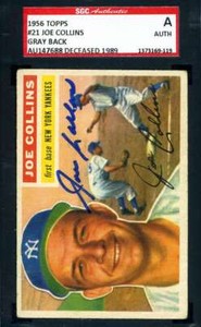 Joe Collins SGC Signed 1956 Topps Autograph