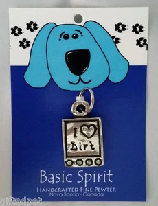 Handcrafted Pewter Dog Collar Tag ~ I (Heart) Dirt ~ by Basic Spirit - Picture 1 of 1
