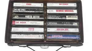 12 Cassette Tape Lot W/ Carrying Case Toto Genesis Police 80s Bob Seger Wings - Picture 1 of 7