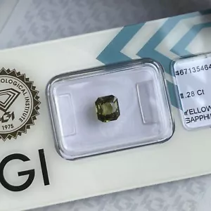 FINE Green Yellow Sapphire 1.28ct Rare IGI CERTIFIED Emerald Octagon Cut Blister - Picture 1 of 11