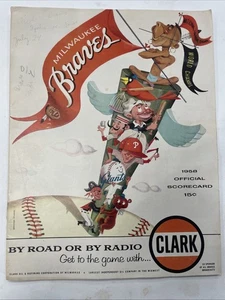 1958 Official Scorecard Milwaukee Braves St Louis Cardinals July 24 Spahn Musial - Picture 1 of 15