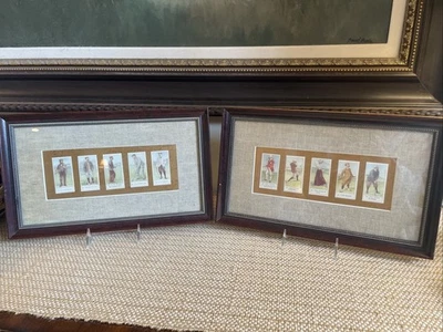 Par de tarjetas de tabaco de golfista Cope's Bros vintage enmarcadas/enmateadas.  5 tarjetas cada una. Foto 1 de 4