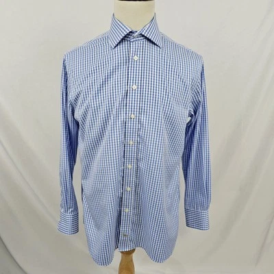 Chester Barrie Men's Dress Shirt Blue White Checked Tailored Fit 15.5 x 32/33 - Image 1 of 4