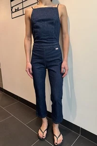 Miss Sixty Denim Jumpsuit Open Back Vintage Y2k rare 90`s Festival Rave Size 26 - Picture 1 of 19