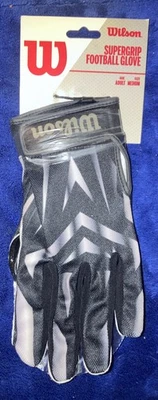 Guantes receptores de fútbol americano Wilson súper agarre adulto talla mediana negro/blanco *NUEVOS* Foto 1 de 2