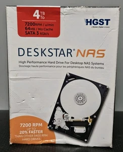 New! HGST DESKSTAR NAS 4Tb SATA 3 Internal Hard Drive - 7200 Rpm - Picture 1 of 6