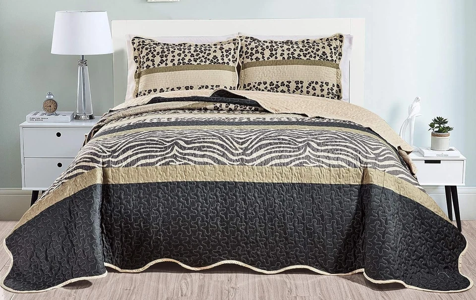 Masterplay 3-Piece Fine Oversize King, Tan Brown, Black, Safari, Animal Print  - Image 1 of 1
