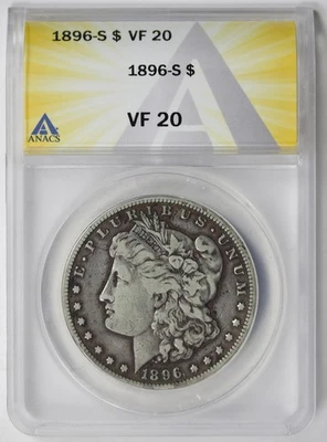 1896-S Morgan Dollar $1 VF 20 ANACS - Image 1 of 4