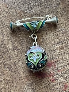 Lovely Antique Art Deco Russian Silver Gilt Enamel Egg Pendant - Picture 1 of 9