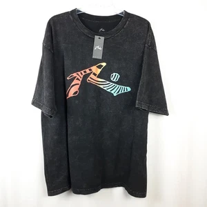 Rusty Surf Mens Short Sleeve Tee Shirt TShirt Black Acid Wash Logo Sz XL 80s 90s - Picture 1 of 18