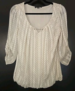 Blusa Sara Michelle M Mediana Lunares Blusa Burbuja Dobladillo Cadena Cuello Top - Imagen 1 de 12