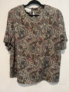 Anna Kristie Vintage Paisley Top 2X Granny Chic Preppy - Picture 1 of 5