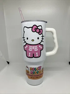 Vaso de acero inoxidable Hello Kitty As A Skeleton con mango y pajita 40 OZ nuevo - Imagen 1 de 6