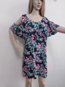 Ladies Dresses cold shoulder flare dress Shift summer Floral Knee-length size 14 - Picture 1 of 10