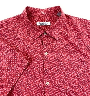 Camisa de campamento Tommy Bahama IslandZone para hombre The Bahama Coast Crescent Wave roja XXL Foto 1 de 4