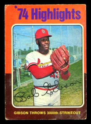 1975 TOPPS OPC O PEE CHEE BASEBALL #3 Bob Gibson HOF POOR 3000 Strike Cardinals - Image 1 of 2