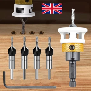 6X Countersink Drill Bit Kit W/ Adjustable Depth Stop Quick Change Countersink Q - Picture 1 of 11