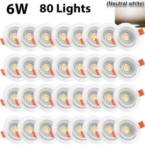 80x 6W LED Downlight Spot Panel light Recessed Ceiling Lamp Round Neutral White - Picture 1 of 13