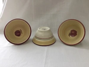 Set of 3 Hartstone Pottery RED APPLE Cereal Dessert Soup 6”  Bowls - Picture 1 of 11
