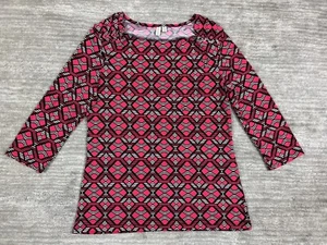 Madison Top Womens Medium 3/4 Sleeve Embellished Rhinestones Geometric - Picture 1 of 11