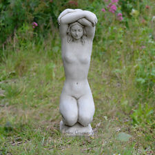 KNEELING GIRL DETAILED OUTDOOR HAND CAST STONE GARDEN STATUE ORNAMENT LARGE GIFT